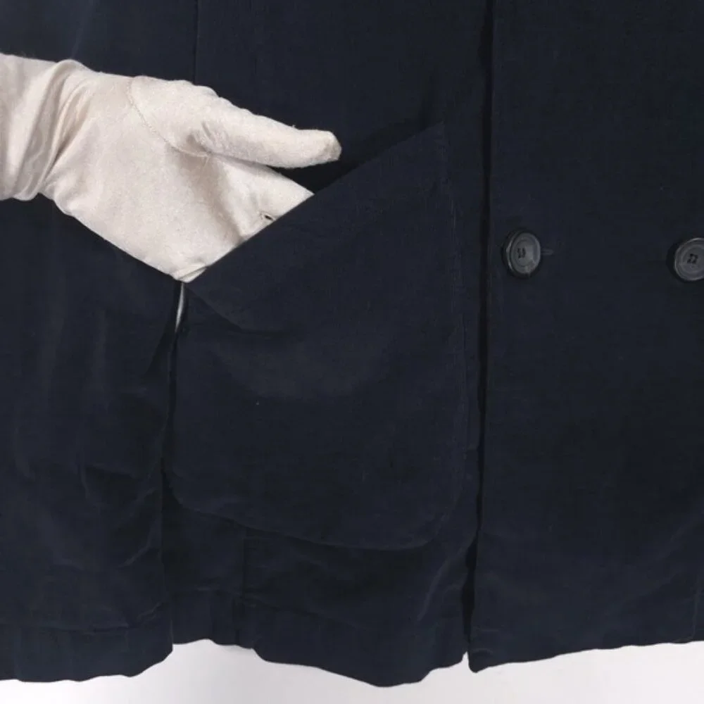 Frank & Eileen Women Belfast Performance Corduroy Peacoat Jacket LARGE Navy Blue